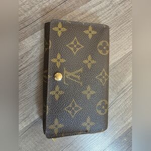 Louis Vuitton Brown Monogram Canvas Wallet with Gold Hardware